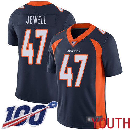 Youth Denver Broncos 47 Josey Jewell Navy Blue Alternate Vapor Untouchable Limited Player 100th Season Football NFL Jersey